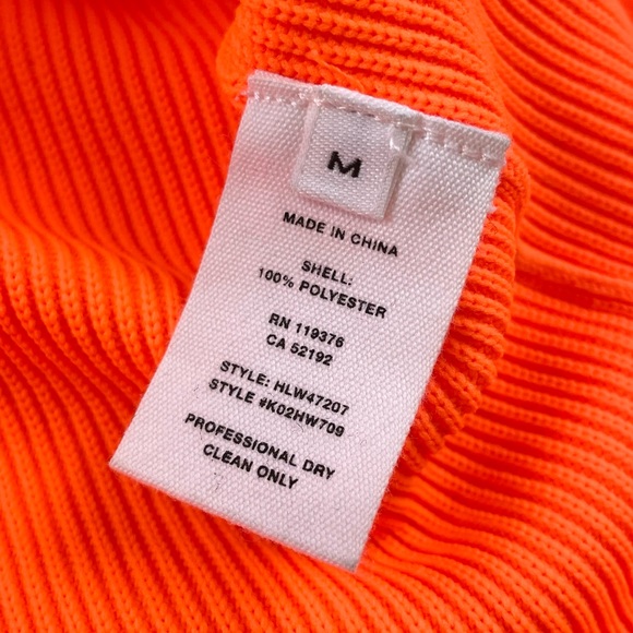 HELMUT LANG • Neon Orange Stripe Ribbed Knit Short Sleeve Tee - Picture 11 of 12